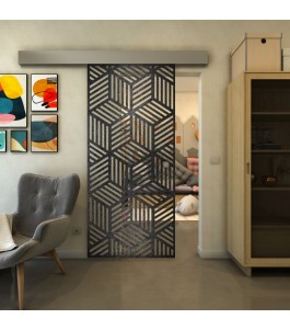 Glasschiebetür ECO-LINE - Fineprint Model 179 Schwarz auf Klarglas
