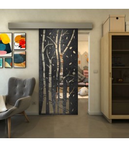 Glasschiebetür ECO-LINE - Fineprint Model 182 Schwarz auf Klarglas