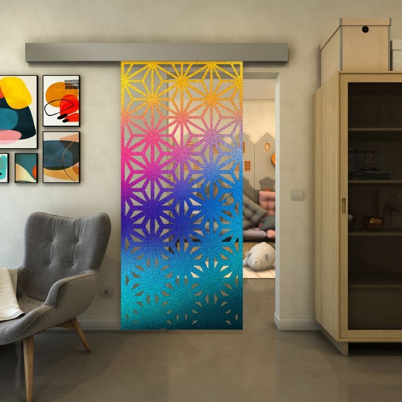 Glasschiebetür ECO-LINE - Fineprint Modell 187 Verlauf auf Klarglas Glasschiebetür ECO-LINE - Fineprint Modell 187 Verlauf auf Klarglas
