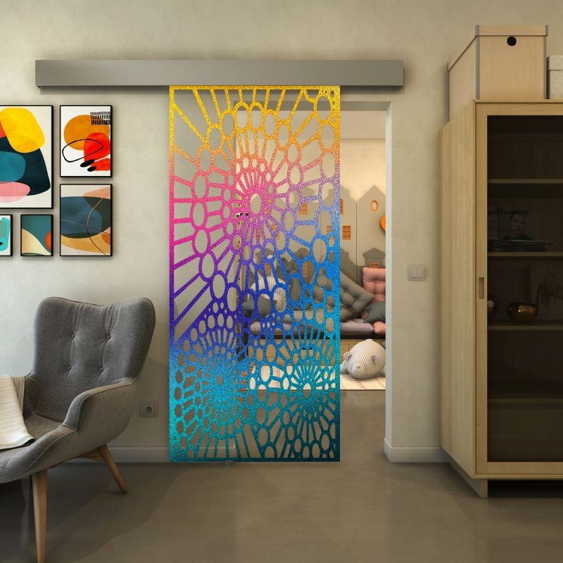Glasschiebetür ECO-LINE - Fineprint Modell 188 Verlauf auf Klarglas Glasschiebetür ECO-LINE - Fineprint Modell 188 Verlauf auf Klarglas