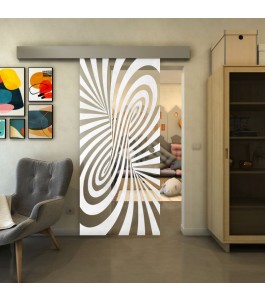 Glasschiebetür ECO-LINE - Fineprint Model 189 Weiss auf Klarglas