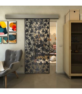 Glasschiebetür ECO-LINE - Fineprint Model 192 Schwarz auf Klarglas