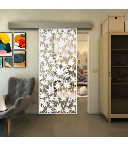 Glasschiebetür ECO-LINE - Fineprint Model 192 Weiss auf Klarglas