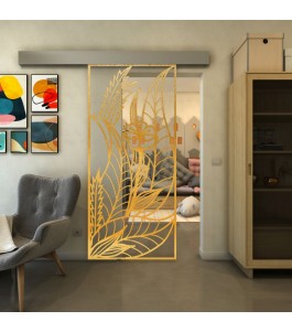 Glasschiebetür ECO-LINE - Fineprint Model 195 Gold auf Klarglas