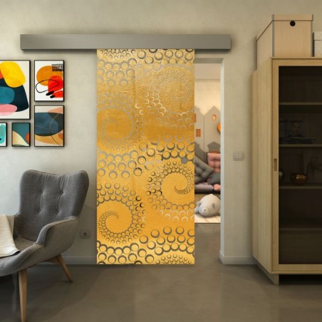 Glasschiebetür ECO-LINE - Fineprint Model 198 Gold auf Klarglas