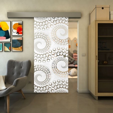 Glasschiebetür ECO-LINE - Fineprint Model 198 Weiss auf Klarglas