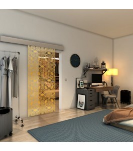 Glasschiebetür ECO-LINE - Fineprint Model 005 Gold auf Klarglas