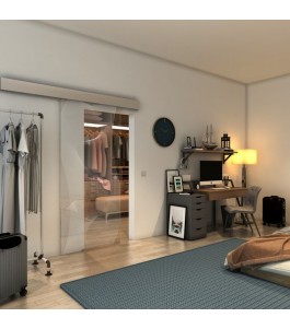 Glasschiebetür ECO-LINE - Fineprint Model 009 Weiss auf Klarglas