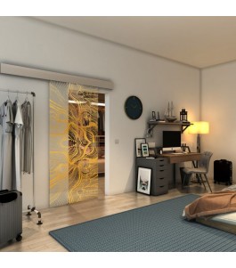 Glasschiebetür ECO-LINE - Fineprint Model 010 Gold auf Klarglas