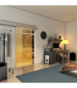 Glasschiebetür ECO-LINE - Fineprint Model 015 Gold auf Klarglas