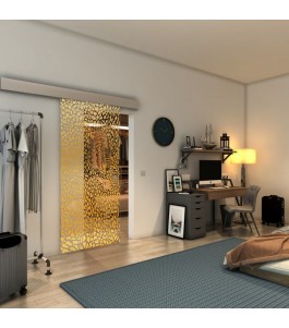 Glasschiebetür ECO-LINE - Fineprint Model 016 Gold auf Klarglas