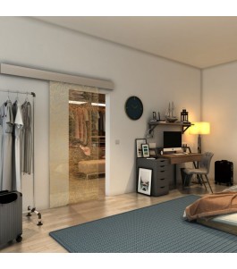 Glasschiebetür ECO-LINE - Fineprint Model 021 Gold auf Klarglas