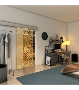 Glasschiebetür ECO-LINE - Fineprint Model 023 Gold auf Klarglas