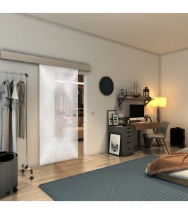 Glasschiebetür ECO-LINE - Fineprint Model 025 Weiss auf Klarglas