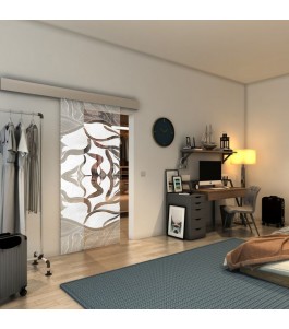 Glasschiebetür ECO-LINE - Fineprint Model 031 Weiss auf Klarglas