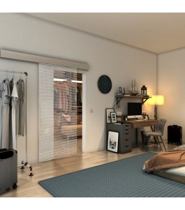 Glasschiebetür ECO-LINE - Fineprint Model 046 Weiss auf Klarglas