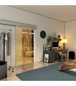 Glasschiebetür ECO-LINE - Fineprint Model 048 Gold auf Klarglas