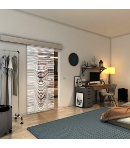 Glasschiebetür ECO-LINE - Fineprint Model 073 Weiss auf Klarglas