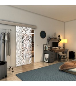 Glasschiebetür ECO-LINE - Fineprint Model 074 Weiss auf Klarglas