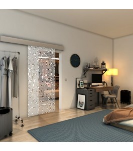 Glasschiebetür ECO-LINE - Fineprint Model 076 Weiss auf Klarglas