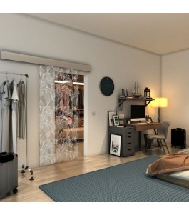 Glasschiebetür ECO-LINE - Fineprint Model 077 Weiss auf Klarglas