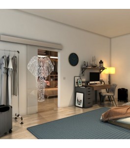 Glasschiebetür ECO-LINE - Fineprint Model 078 Weiss auf Klarglas