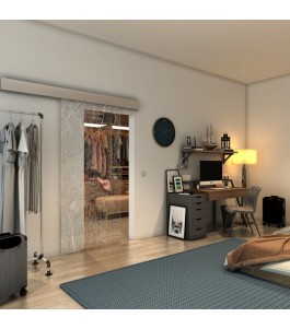 Glasschiebetür ECO-LINE - Fineprint Model 079 Weiss auf Klarglas
