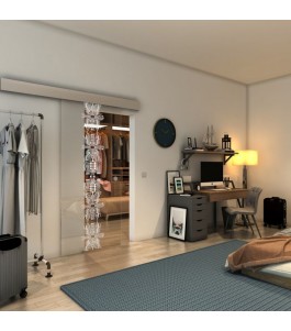 Glasschiebetür ECO-LINE - Fineprint Model 081 Weiss auf Klarglas