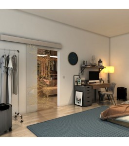 Glasschiebetür ECO-LINE - Fineprint Model 082 Gold auf Klarglas