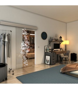 Glasschiebetür ECO-LINE - Fineprint Model 085 Weiss auf Klarglas