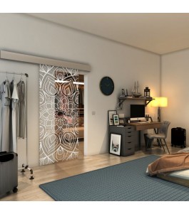 Glasschiebetür ECO-LINE - Fineprint Model 087 Weiss auf Klarglas