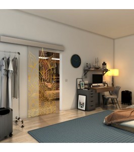 Glasschiebetür ECO-LINE - Fineprint Model 089 Gold auf Klarglas