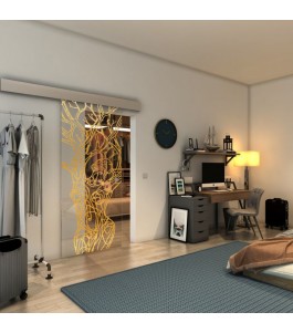 Glasschiebetür ECO-LINE - Fineprint Model 105 Gold auf Klarglas