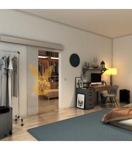 Glasschiebetür ECO-LINE - Fineprint Model 121 Gold auf Klarglas