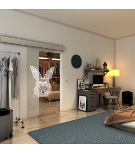 Glasschiebetür ECO-LINE - Fineprint Model 121 Weiss auf Klarglas