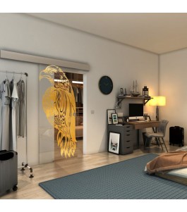 Glasschiebetür ECO-LINE - Fineprint Model 122 Gold auf Klarglas