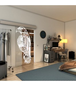 Glasschiebetür ECO-LINE - Fineprint Model 122 Weiss auf Klarglas