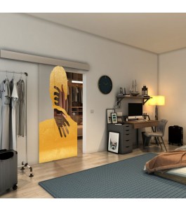 Glasschiebetür ECO-LINE - Fineprint Model 124 Gold auf Klarglas