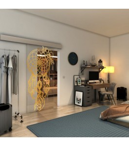 Glasschiebetür ECO-LINE - Fineprint Model 125 Gold auf Klarglas