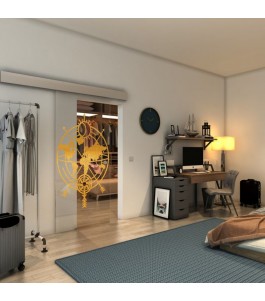 Glasschiebetür ECO-LINE - Fineprint Model 127 Gold auf Klarglas