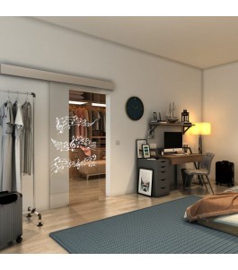 Glasschiebetür ECO-LINE - Fineprint Model 128 Weiss auf Klarglas