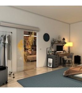 Glasschiebetür ECO-LINE - Fineprint Model 131 Gold auf Klarglas