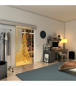 Glasschiebetür ECO-LINE - Fineprint Model 132 Gold auf Klarglas
