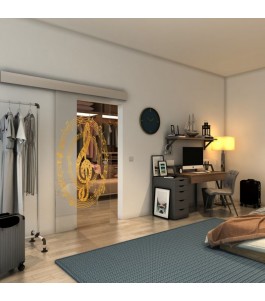 Glasschiebetür ECO-LINE - Fineprint Model 134 Gold auf Klarglas