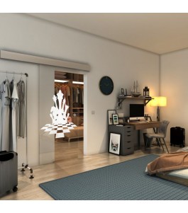 Glasschiebetür ECO-LINE - Fineprint Model 136 Weiss auf Klarglas