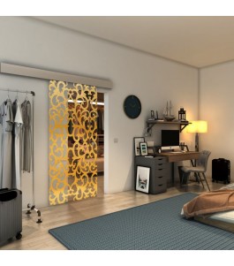 Glasschiebetür ECO-LINE - Fineprint Model 139 Gold auf Klarglas