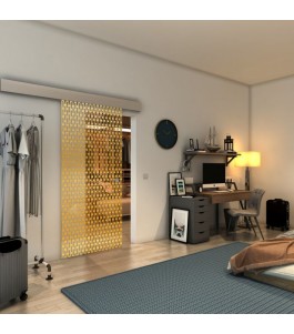 Glasschiebetür ECO-LINE - Fineprint Model 141 Gold auf Klarglas