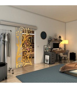 Glasschiebetür ECO-LINE - Fineprint Model 146 Gold auf Klarglas