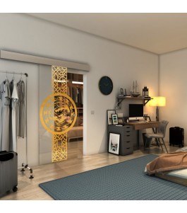 Glasschiebetür ECO-LINE - Fineprint Model 151 Gold auf Klarglas