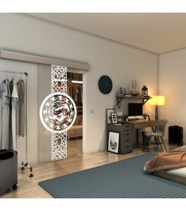 Glasschiebetür ECO-LINE - Fineprint Model 151 Weiss auf Klarglas